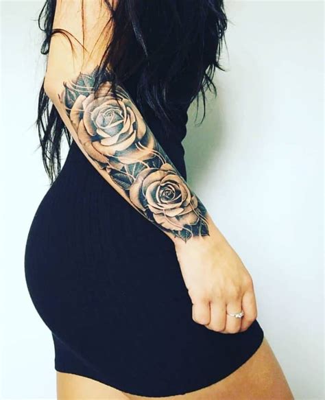 forearm rose sleeve tattoo|rose forearm tattoo female.